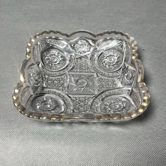 Lot 3 UV Glassware-Dishes And Creamer-Depression Glass Gold Trim-EAPG-UV - Picture 10 of 12